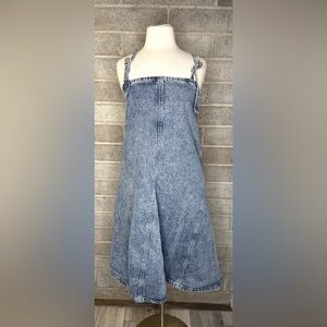 Zara Denim Midi Dress Size XS/S Adjustable Straps, A Line Fit, Y2K Vintage Style